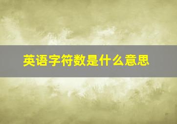 英语字符数是什么意思