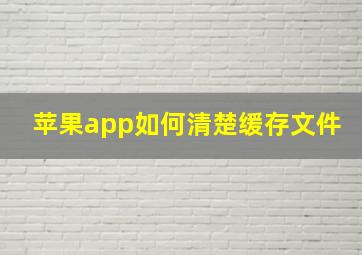 苹果app如何清楚缓存文件