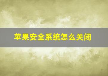 苹果安全系统怎么关闭