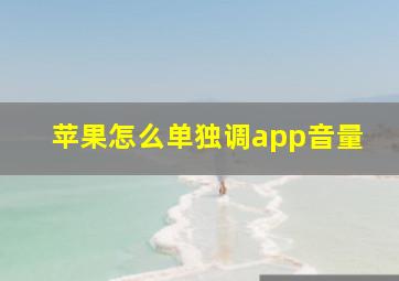 苹果怎么单独调app音量