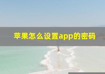 苹果怎么设置app的密码