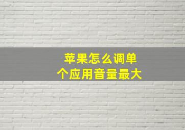 苹果怎么调单个应用音量最大