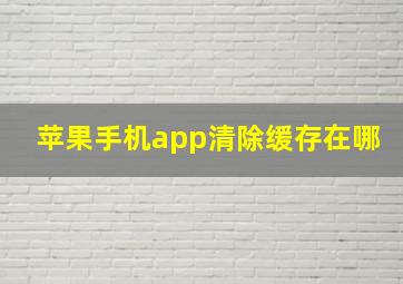 苹果手机app清除缓存在哪