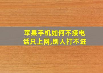 苹果手机如何不接电话只上网,别人打不进