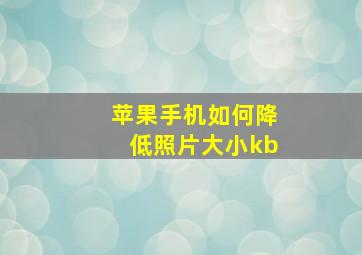 苹果手机如何降低照片大小kb