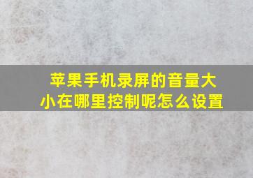 苹果手机录屏的音量大小在哪里控制呢怎么设置