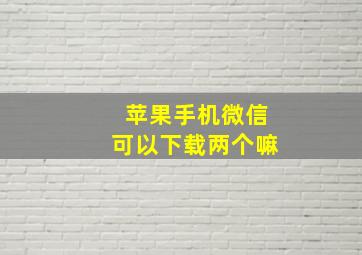 苹果手机微信可以下载两个嘛