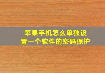 苹果手机怎么单独设置一个软件的密码保护