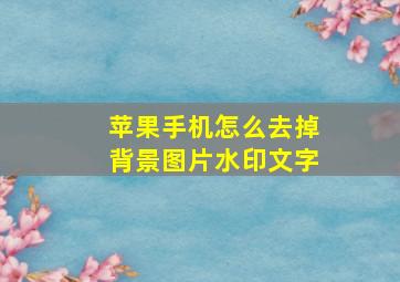 苹果手机怎么去掉背景图片水印文字