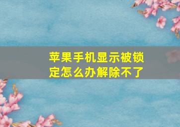 苹果手机显示被锁定怎么办解除不了