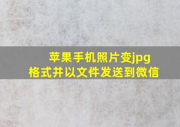 苹果手机照片变jpg格式并以文件发送到微信