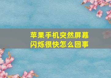 苹果手机突然屏幕闪烁很快怎么回事