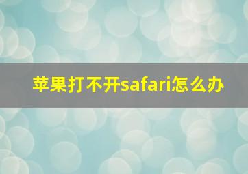 苹果打不开safari怎么办