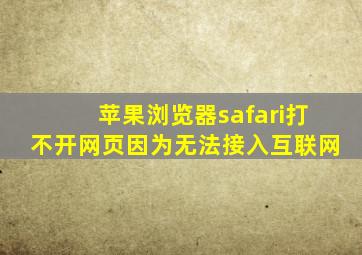 苹果浏览器safari打不开网页因为无法接入互联网