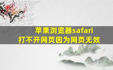 苹果浏览器safari打不开网页因为网页无效