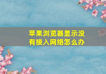 苹果浏览器显示没有接入网络怎么办