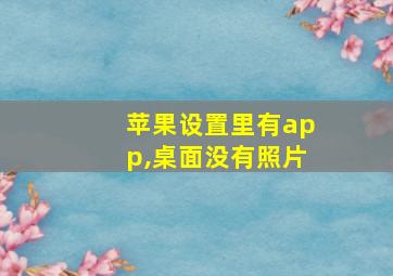 苹果设置里有app,桌面没有照片