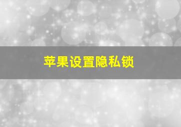 苹果设置隐私锁