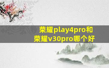 荣耀play4pro和荣耀v30pro哪个好