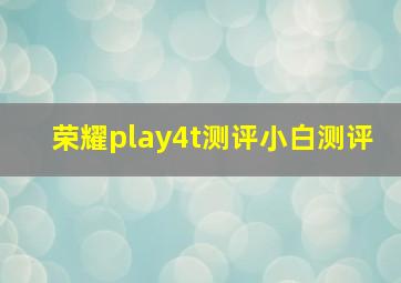 荣耀play4t测评小白测评