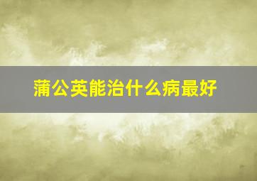 蒲公英能治什么病最好