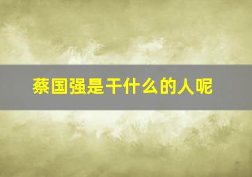 蔡国强是干什么的人呢