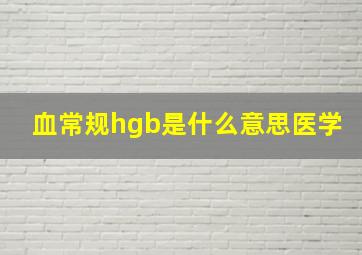 血常规hgb是什么意思医学