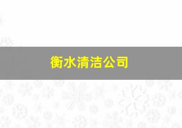 衡水清洁公司