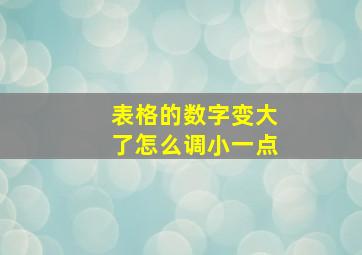 表格的数字变大了怎么调小一点