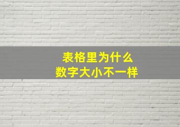 表格里为什么数字大小不一样