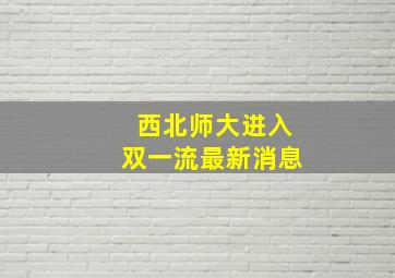 西北师大进入双一流最新消息