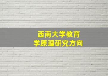 西南大学教育学原理研究方向