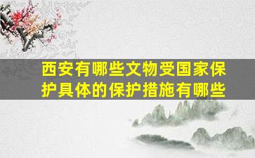 西安有哪些文物受国家保护具体的保护措施有哪些