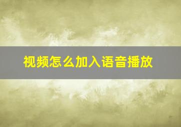 视频怎么加入语音播放