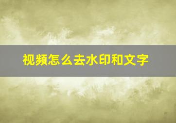 视频怎么去水印和文字