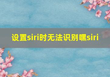 设置siri时无法识别嘿siri