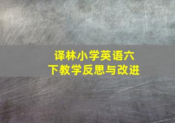 译林小学英语六下教学反思与改进