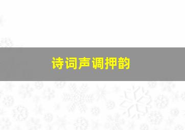 诗词声调押韵