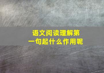 语文阅读理解第一句起什么作用呢