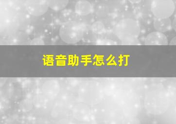 语音助手怎么打