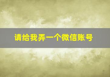 请给我弄一个微信账号