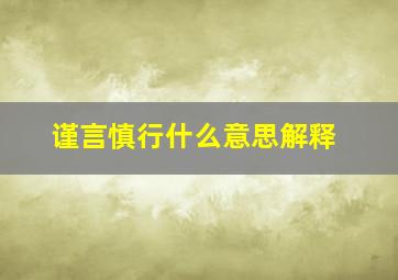 谨言慎行什么意思解释