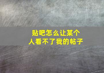 贴吧怎么让某个人看不了我的帖子