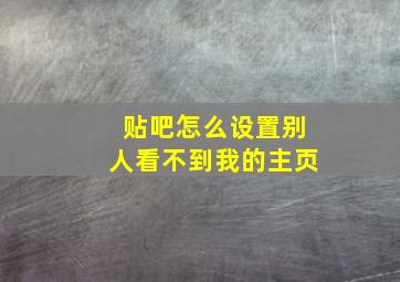 贴吧怎么设置别人看不到我的主页