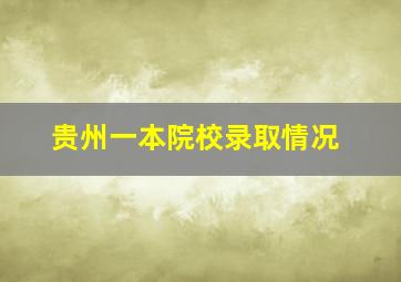 贵州一本院校录取情况