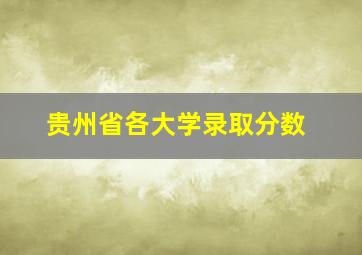 贵州省各大学录取分数