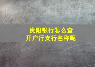 贵阳银行怎么查开户行支行名称呢