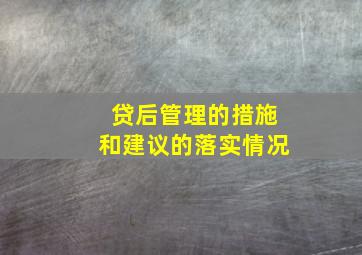 贷后管理的措施和建议的落实情况