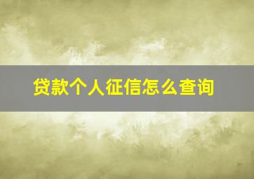 贷款个人征信怎么查询