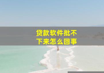 贷款软件批不下来怎么回事